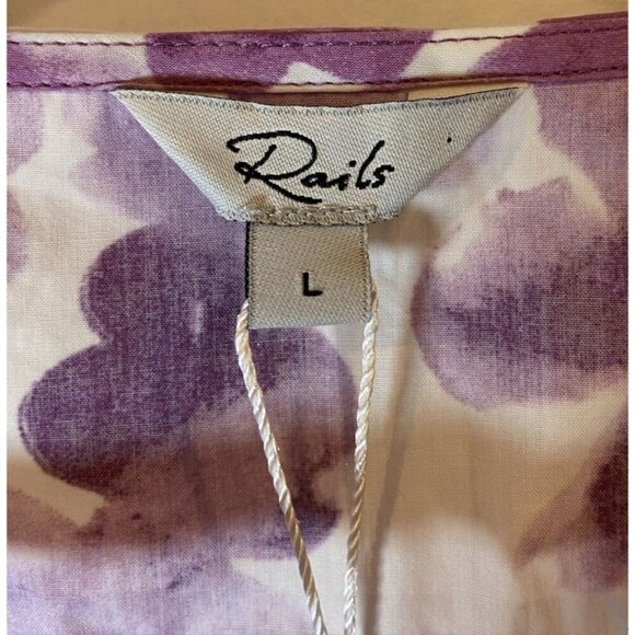 NWT Rails Fay Dress Tie Shoulder Purple White Floral Size Large L New - Picture 3 of 5